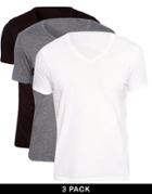 Asos T-shirt With V-neck 3 Pack Save 22%