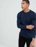 Asos Design Long Sleeve T-shirt With Crew Neck In Navy - Navy