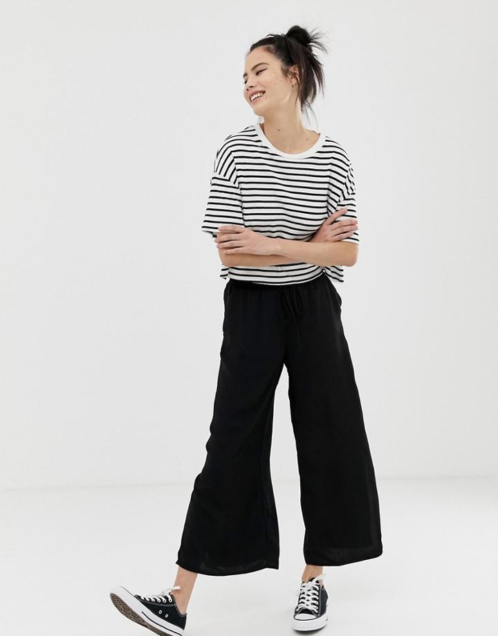Pull & Bear Culotte Pants In Black - Black