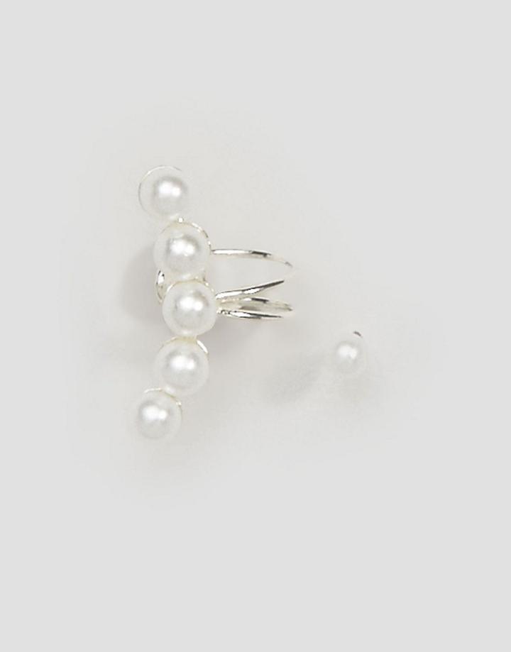 Kingsley Ryan Sterling Silver Pearl Studs & Ear Cuff - Silver