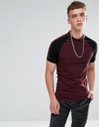 Asos Muscle Fit Raglan Polo With Cut And Sew Panel - Multi