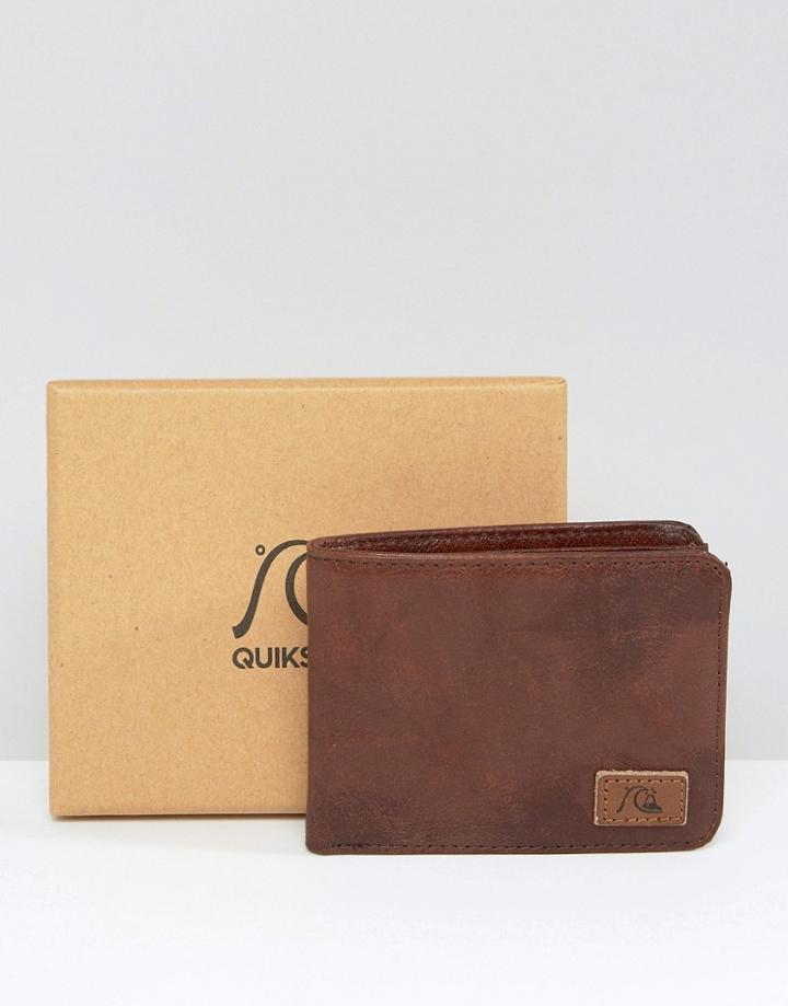 Quicksilver Round Up Wallet In Brown Leather - Brown