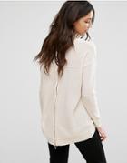 Brave Soul Zip Back Sweater - Pink