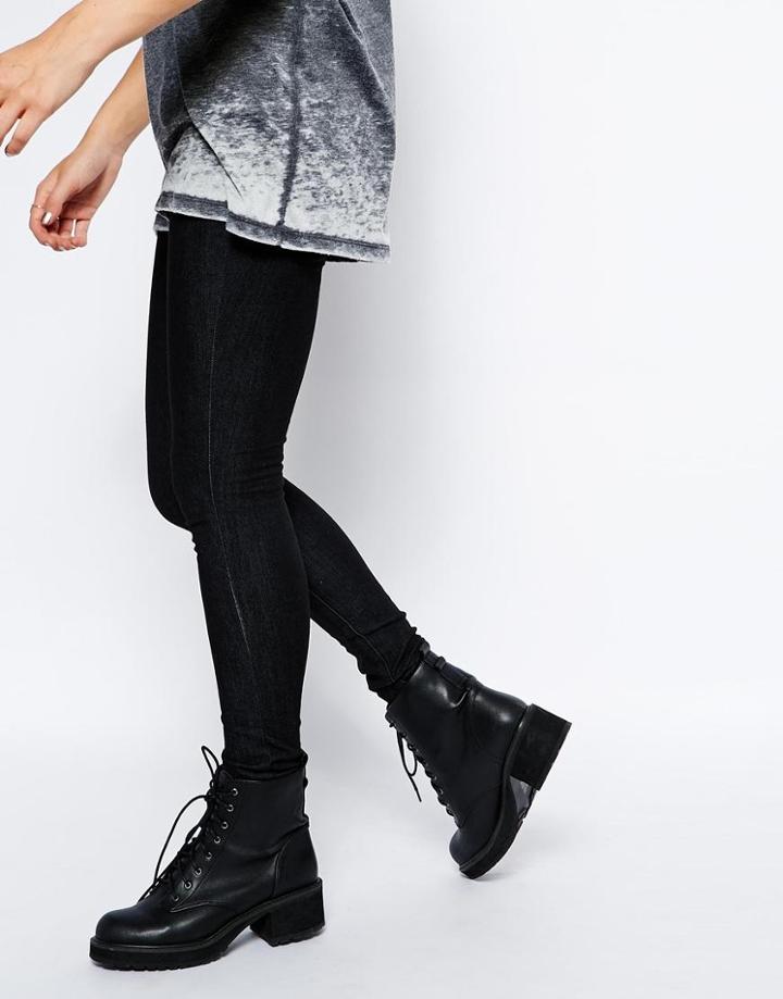 Pieces Funky Foxy Black Denim Jeggings