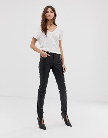 Lab Leather Skinny Pants-black