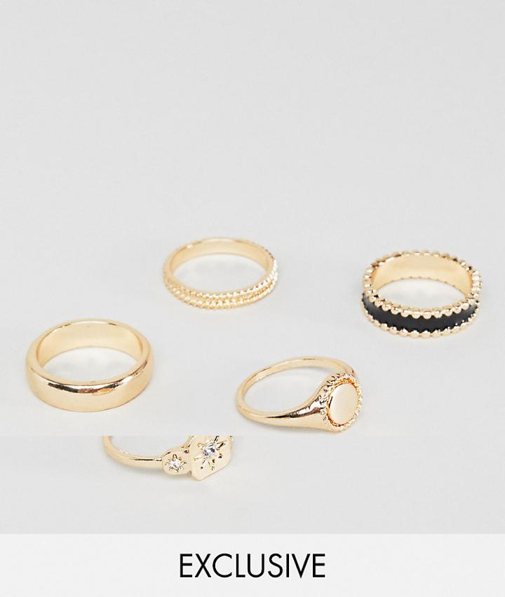 Reclaimed Vintage Inspired Ring Pack In Gold Exclusive At Asos - Gold