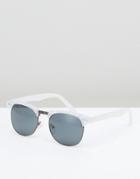 Asos Retro Sunglasses In Marble Effect - White