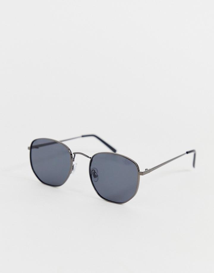 Aj Morgan Round Sunglasses In Gunmetal-silver