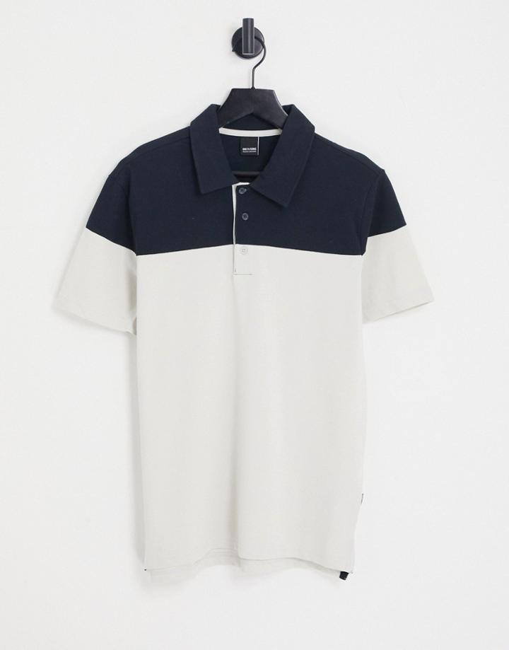Only & Sons Polo In Dark Gray Color Block