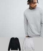 Asos Design Sweatshirt 2 Pack Black/light Gray Save - Multi