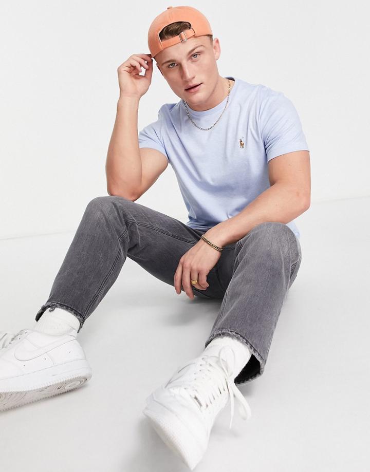 Polo Ralph Lauren Icon Logo Pima Cotton T-shirt In Blue Heather