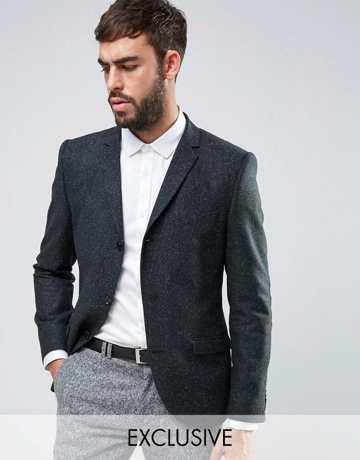 Heart & Dagger Skinny Blazer In Fleck - Green