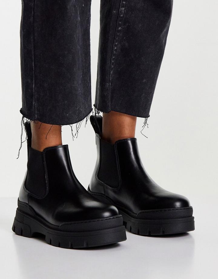 & Other Stories Leather Chunky Sole Ankle Boots In Black