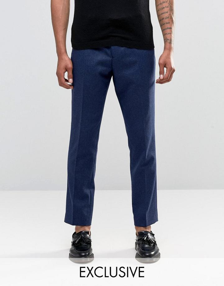 Noak Cropped Slim Pants With Fleck - Navy