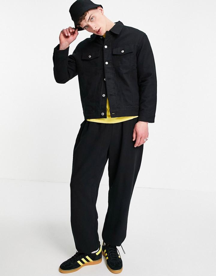 Weekday Milton Oversized Flannel Jacket In Black