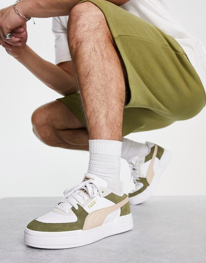 Puma Ca Pro Premium Sneakers In White And Sage Green