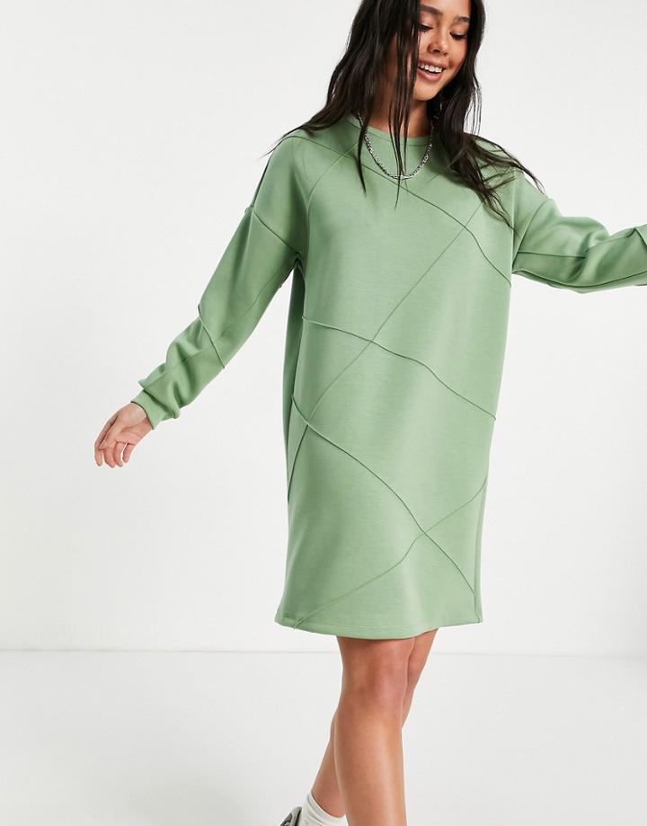 Vila Panelled Sweatshirt Dress In Green
