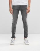 Asos Super Skinny Jeans In Light Gray Wash - Gray
