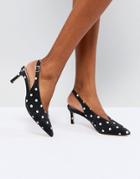 Miss Selfridge Polka Dot Kitten Heel Sling Back Shoes - Multi