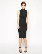 Asos Dress In Structured Knit With Cross Back Detail - Black
