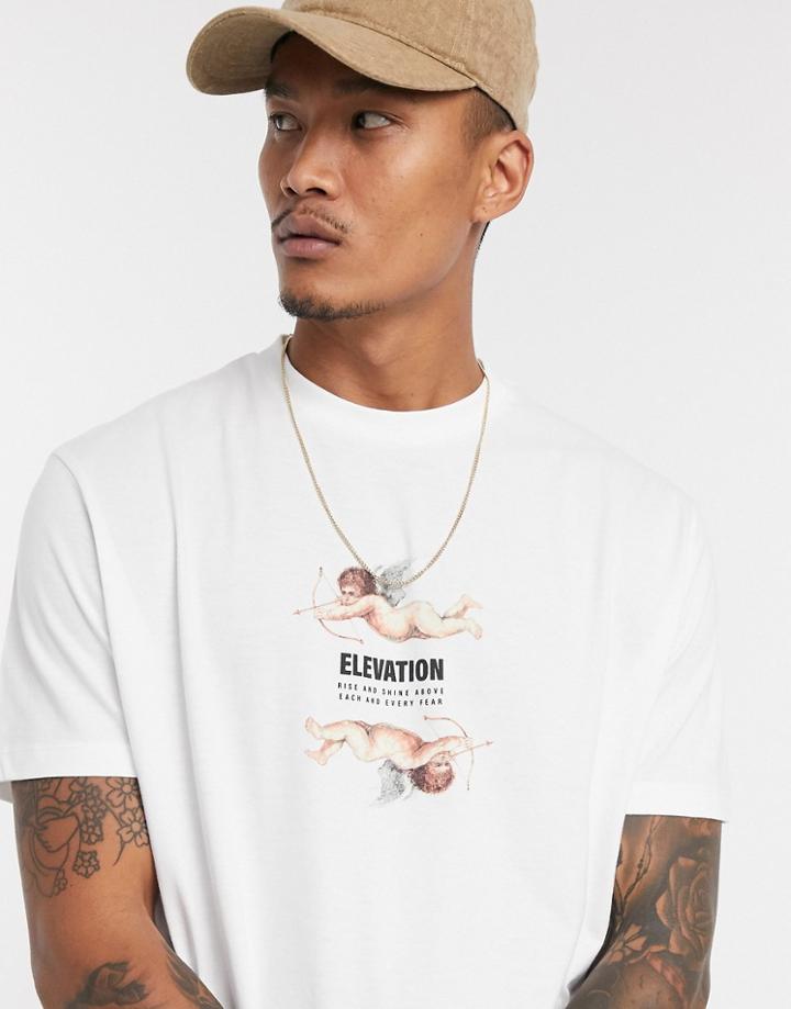 Asos Design Relaxed T-shirt With Cherub & Text Print In White