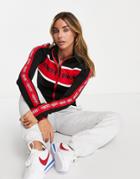 Liquorish Ski Base Layer Zip Up Top In Black And Red-multi