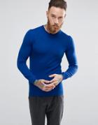 Asos Muscle Fit Merino Wool Sweater In Cobalt - Blue
