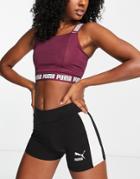 Puma Training Strong Square Neck Crop Top In Berry-red