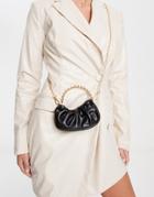 Asos Design Micro Ruched Bag With Top Handle And Detachable Crossbody Strap In Black