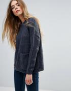 First & I Front Pocket Knitted Sweater - Blue