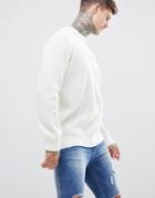 Boohooman Oversized Slouchy Sweater In Ecru - Cream