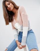 Ax Paris Twist Front Striped Sweater - Multi