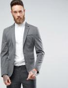 Asos Super Skinny Blazer In Charcoal Jersey - Gray