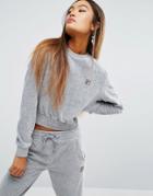 Fila Sweatshirt With Luxe Velour Co-ord - Gray