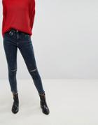 Stradivarius High Waist Jeans With Ripped Knees - Gray