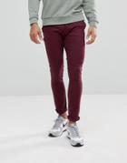 Asos Super Skinny Pants In Burgundy Polka Dot - Red