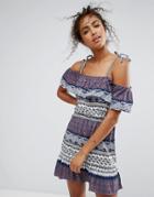Trollied Dolly Cold Shoulder Mini Dress - Gray