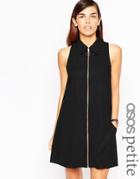 Asos Petite Sleeveless Zip Through Shirt Dress - Black