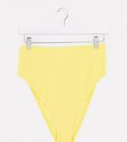 Asos Design Curve Crinkle High Waist Bikini Bottom In Yellow
