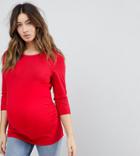 New Look Maternity 3/4 Sleeve Red Jersey Top - Red