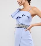Tfnc Wedding Wide Sash Belt With Delicate Embellishment - Navy