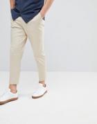 Asos Tapered Smart Pants In Stone Cotton Sateen - Stone