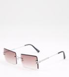 Jeepers Peepers Womens Square Sunglasses In Silver With Pink Lens - Exclusive To Asos