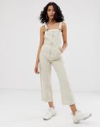 Asos White Zip Front Crop Overall-cream