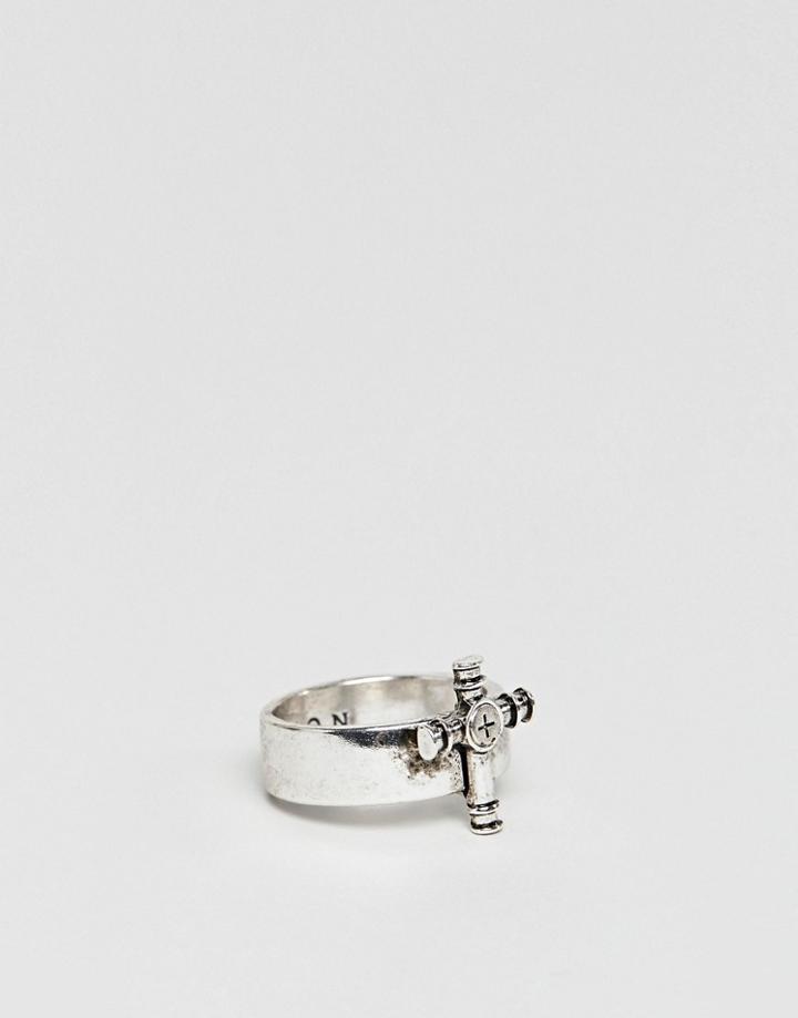 Icon Brand Antique Silver Cross Ring - Silver