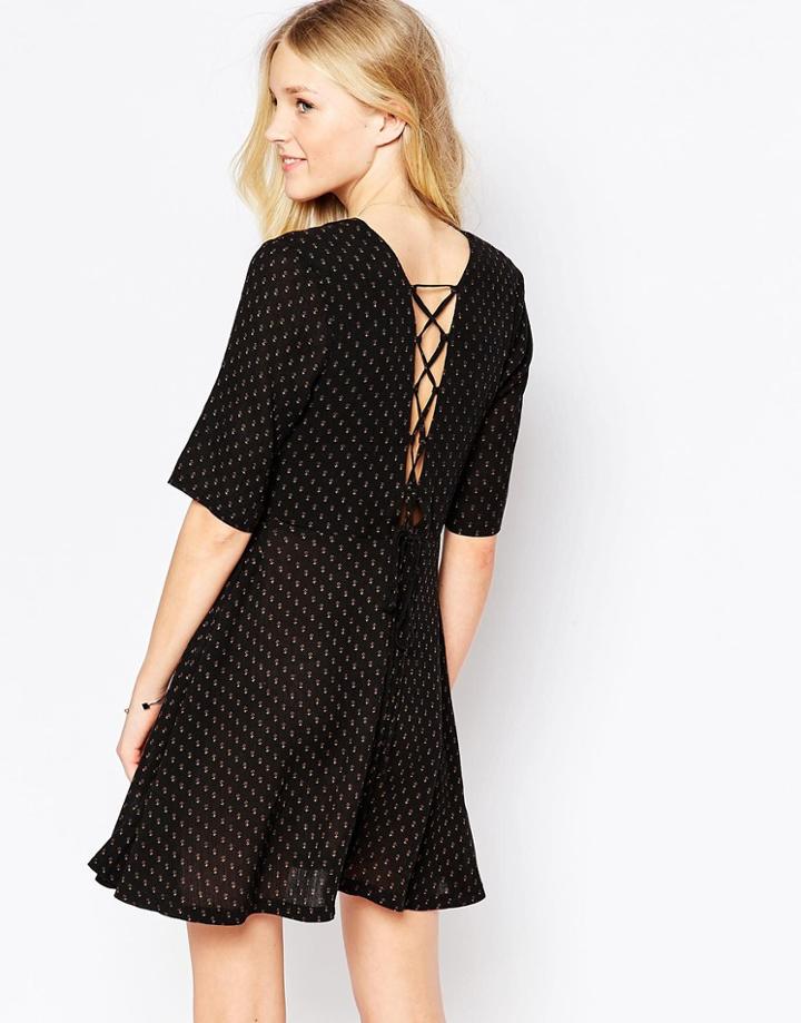 Influence Lace Up Back Skater Dress