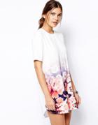 Finders Keepers Good Fortune T-shirt Dress In Ombre Floral - Multi