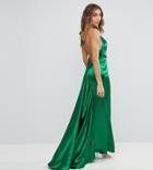 Jarlo Tall High Neck Fishtail Maxi Dress With Open Back Detail - Green