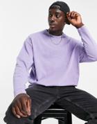 Asos Design Oversized Long Sleeve T-shirt In Purple Acid Wash