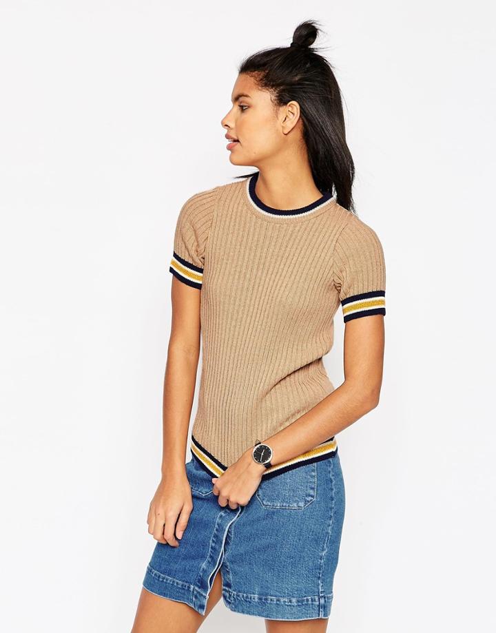 Asos Sweater In Rib With Tipping Detail - Multi
